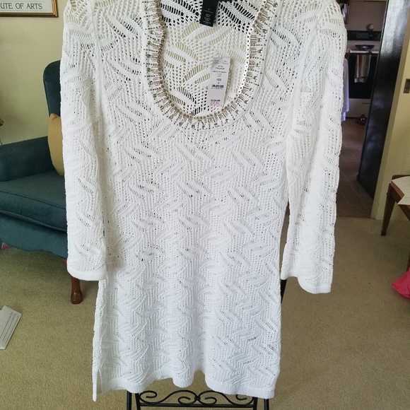 WHBM beautiful White Tunic Sweater - Picture 8 of 9